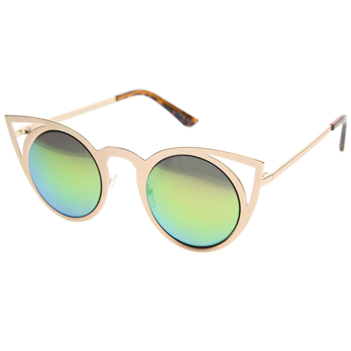 Women's Laser Cut Round Metal Mirror Lens Sunglasses A102 from zeroUV