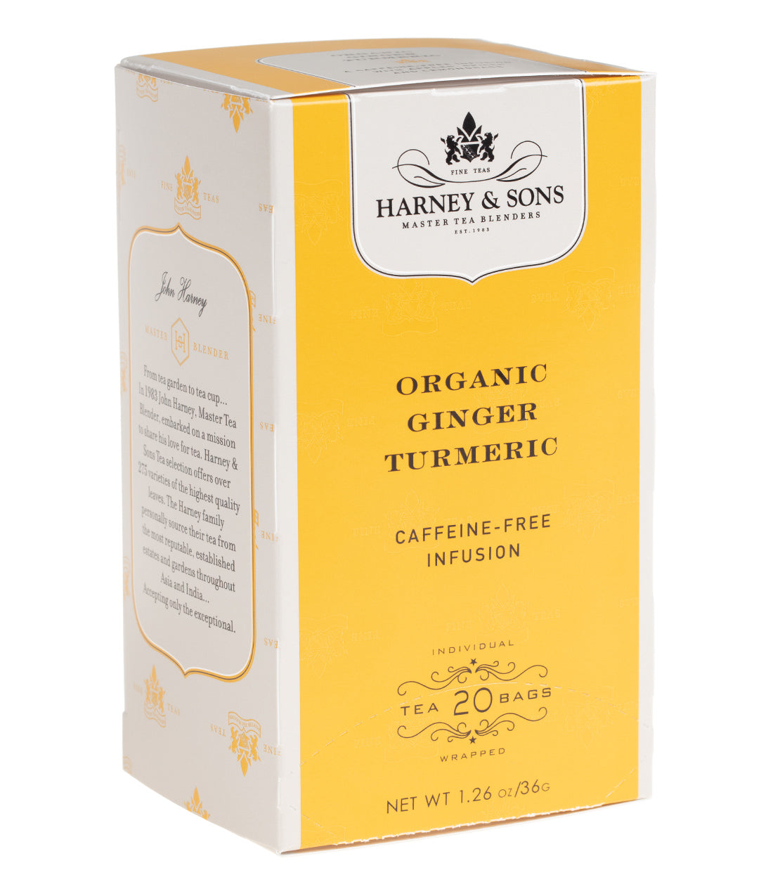 Organic Ginger Turmeric, Box of 20 Premium Teabags from Harney & Sons Fine Teas
