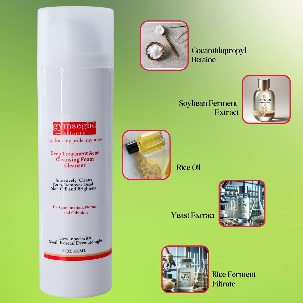 Deep Treatment Acne Cleansing Foam Cleanser from gymsegbë
