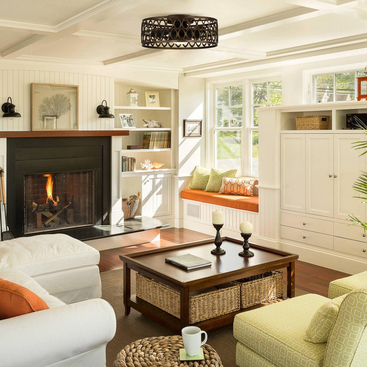 Kanpur Farmhouse Flush 21" Mount Reversible Ceiling Fan with LED Lighting and Remote Control From ParrotUncle