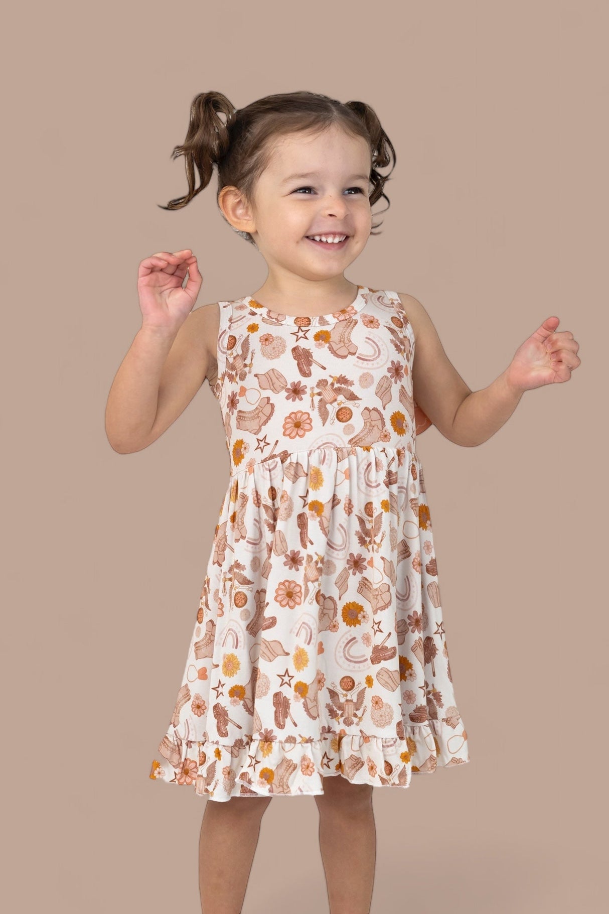 FLOWERS AND BOOTS DREAM TANK RUFFLE DRESS from DREAM BIG LITTLE CO