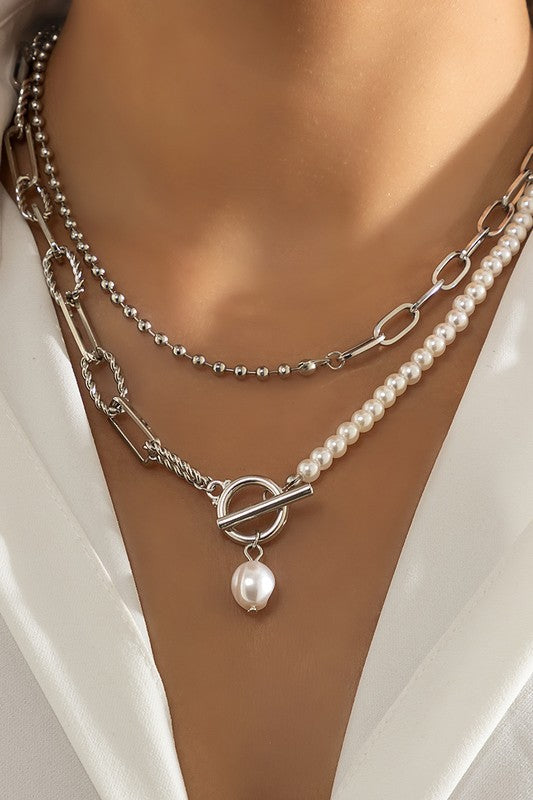 Chain with Pearl Double Layer Toggle Necklace from My Pampered Life Seattle