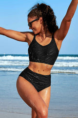 High Waisted V Neck Ruched Waterproof Bikini Set from My Pampered Life Seattle