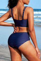 High Waisted V Neck Ruched Waterproof Bikini Set from My Pampered Life Seattle