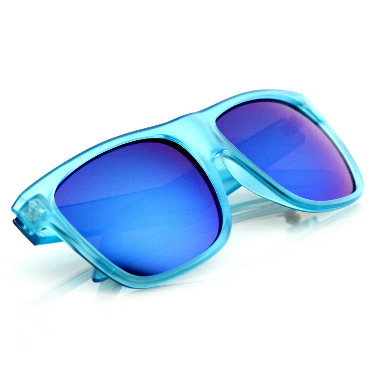 Frosted Retro Flat Top Candy Color Mirrored Lens Sunglasses 8610 from zeroUV