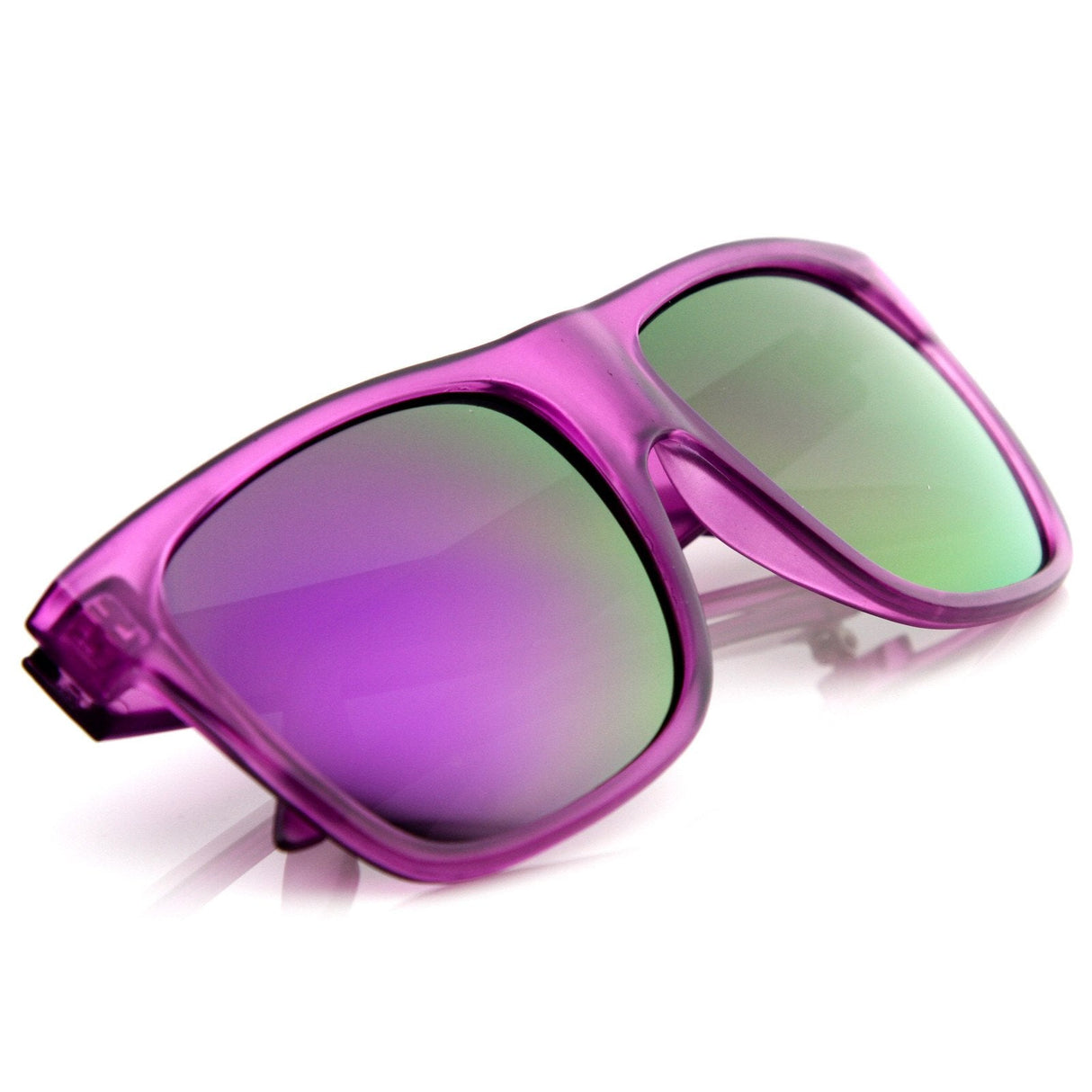 Frosted Retro Flat Top Candy Color Mirrored Lens Sunglasses 8610 from zeroUV