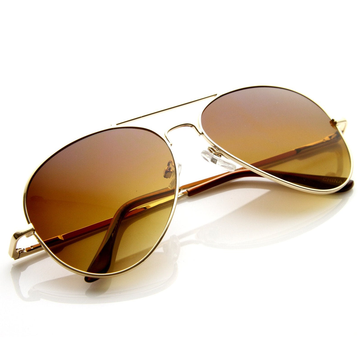 Large Premium Metal Aviator Sunglasses W/ Spring Temples 1377 from zeroUV