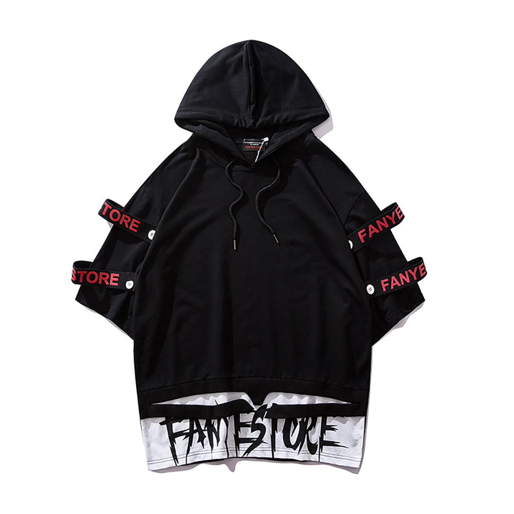 Black Solo Movement Short Sleeves Hoodie from Niepce Inc