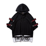 Black Solo Movement Short Sleeves Hoodie from Niepce Inc
