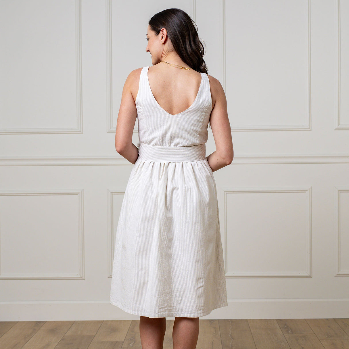 A-Line Organic Dress with Sash Taupe from Hope & Henry