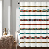 Ava Boho Stripe Tassel Yarn Dyed Recycled Cotton Shower Curtain from LushDecor