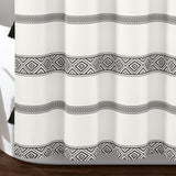 Ava Boho Stripe Tassel Yarn Dyed Recycled Cotton Shower Curtain from LushDecor
