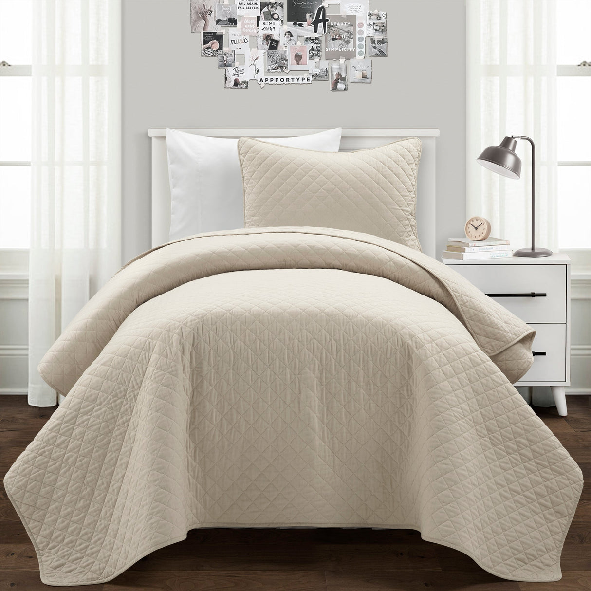 Ava Diamond Oversized Cotton Quilt Set from LushDecor