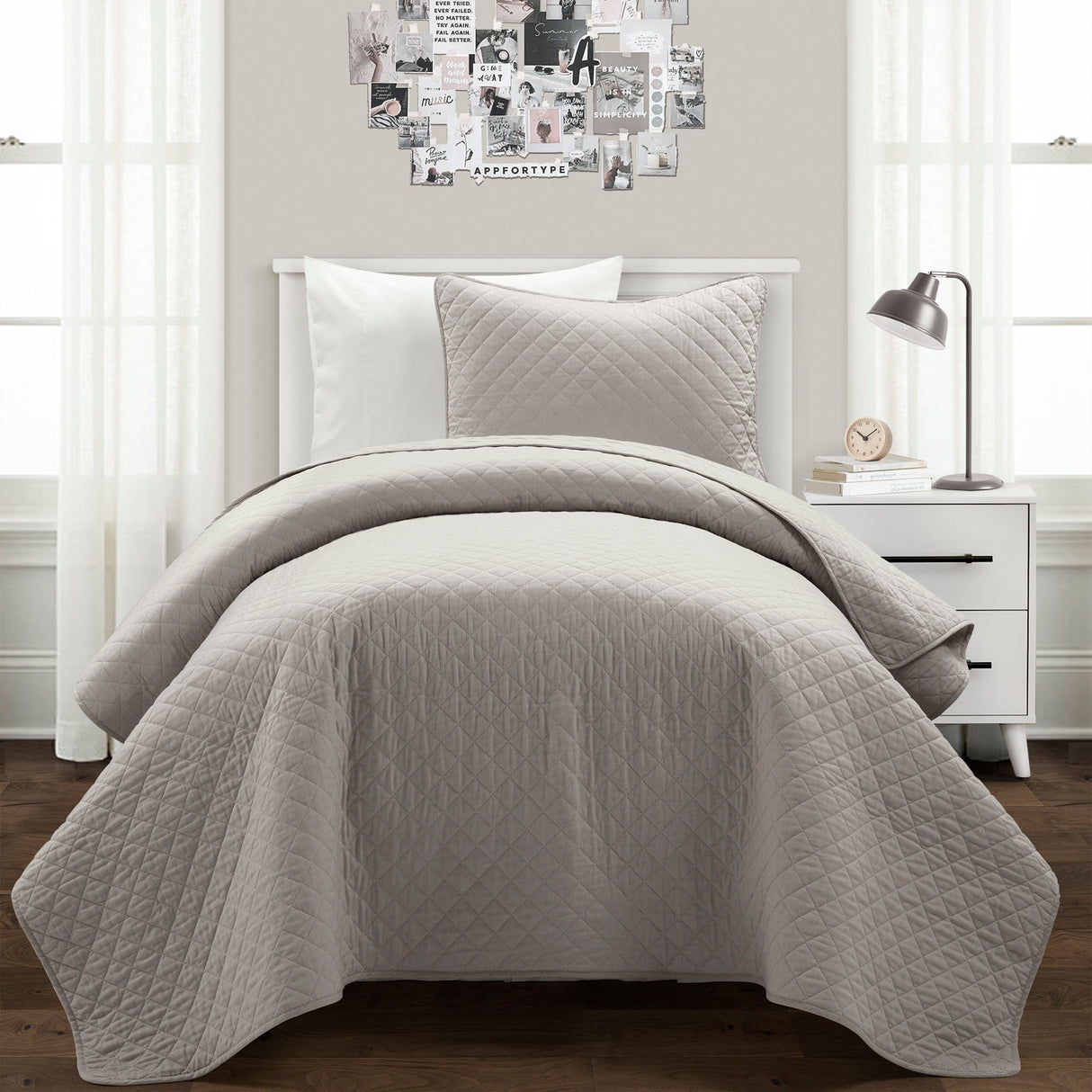 Ava Diamond Oversized Cotton Quilt Set from LushDecor