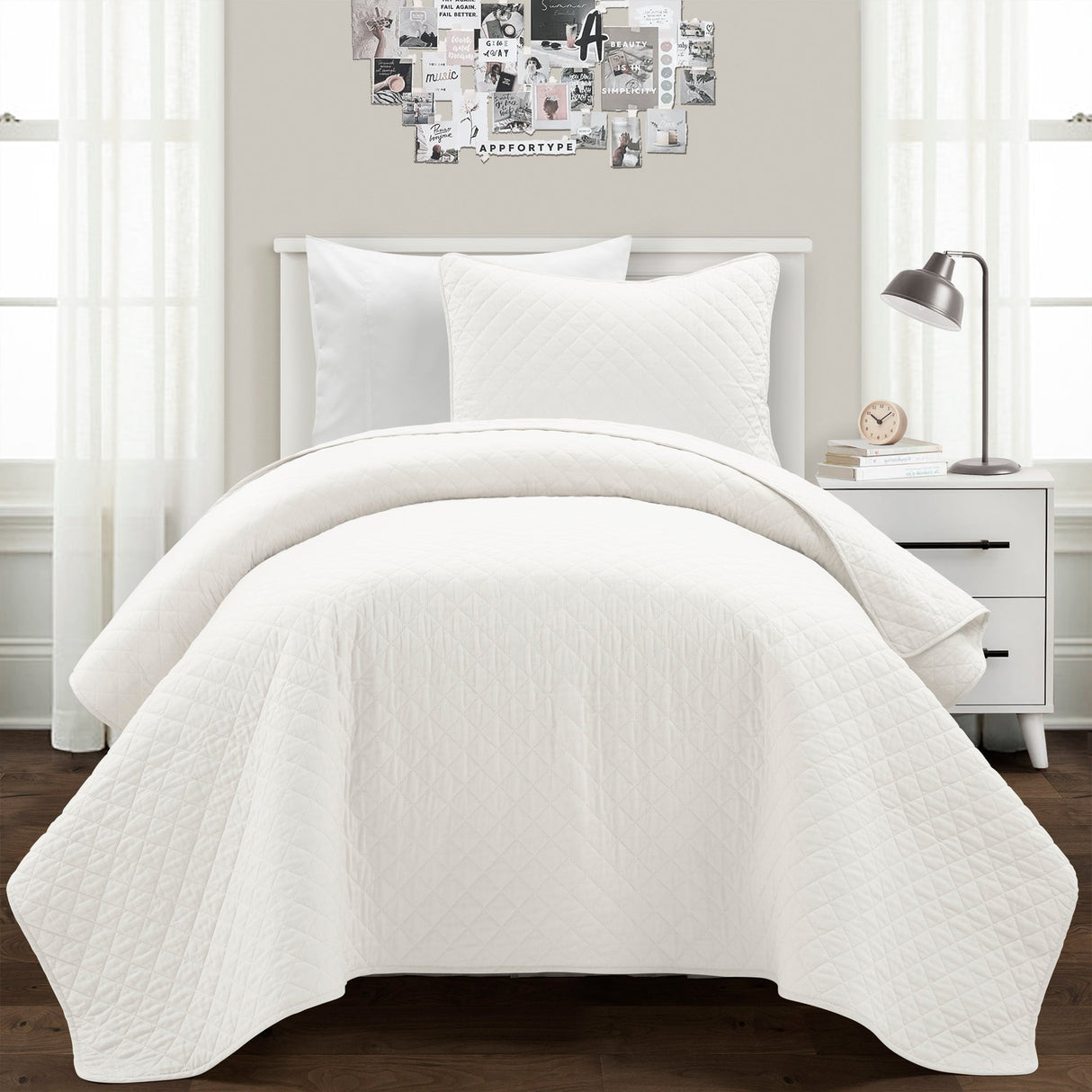 Ava Diamond Oversized Cotton Quilt Set from LushDecor