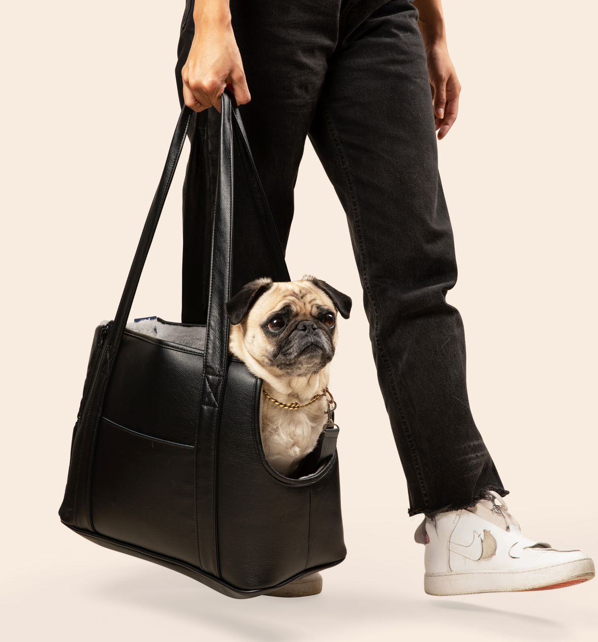 PupTote™ 3-in-1 Faux Leather Dog Carrier Bag - Black From Paw.com