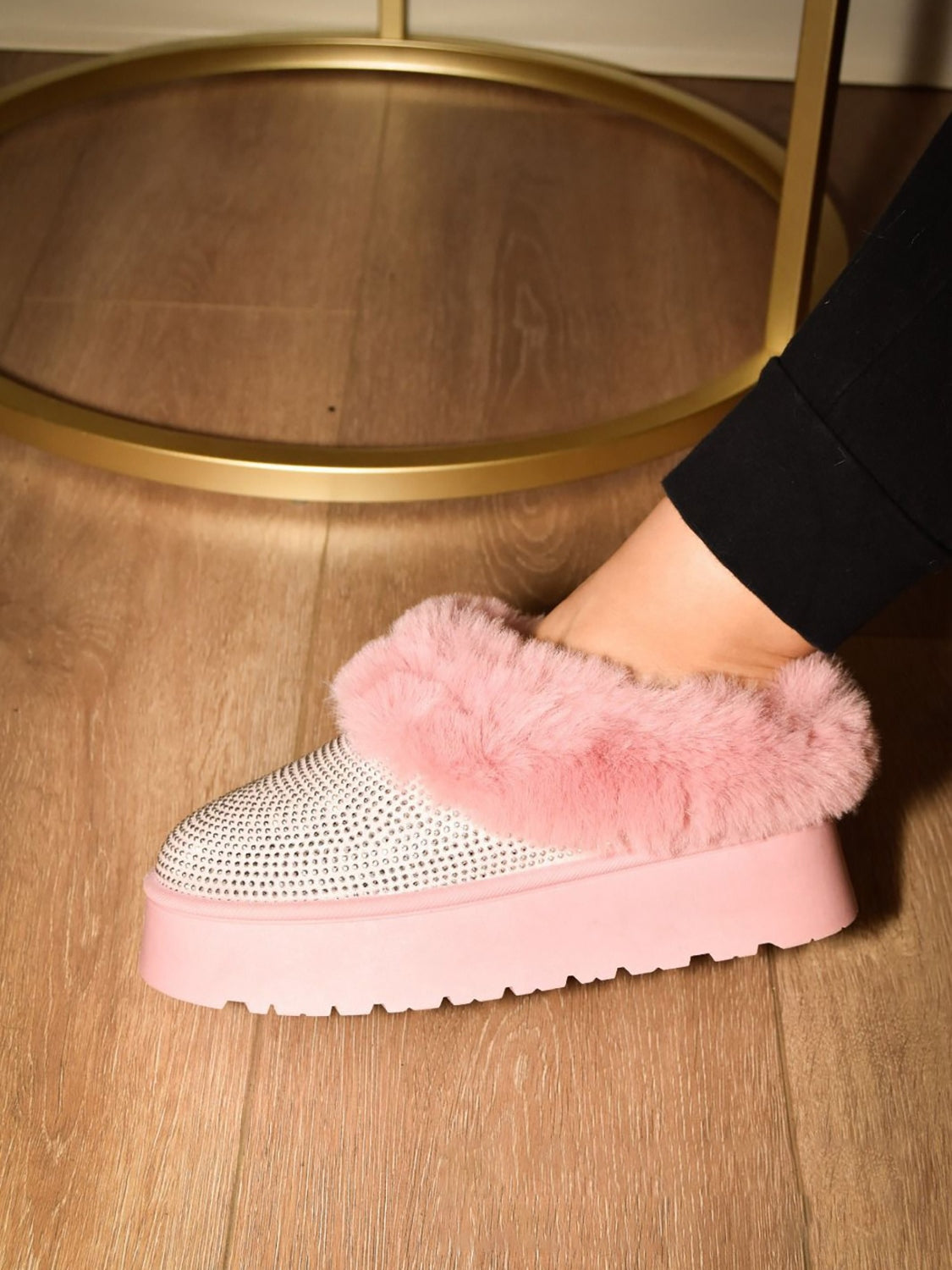 WILD DIVA Embellished Faux Fur Platform Booties in Pink from My Pampered Life Seattle