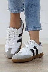 Willa Striped Lace-up Flat Sneakers from Threaded Pear