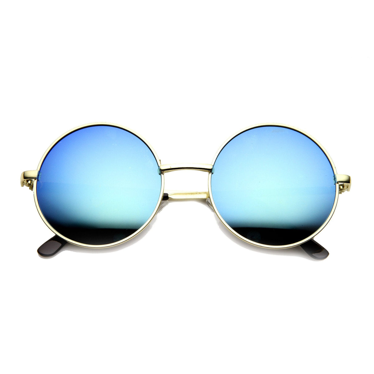 Retro Flash Color Mirror Lens Round Metal Sunglasses 9203 from zeroUV