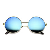 Retro Flash Color Mirror Lens Round Metal Sunglasses 9203 from zeroUV