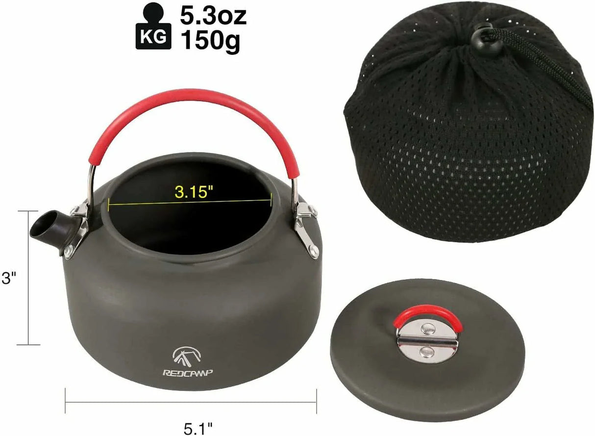 Aluminum Outdoor Camping Kettle with Carrying Bag, 0.8L/0.9L/1.4L/2L From Redcamp