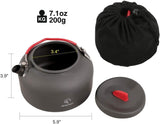 Aluminum Outdoor Camping Kettle with Carrying Bag, 0.8L/0.9L/1.4L/2L From Redcamp