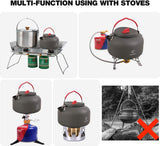 Aluminum Outdoor Camping Kettle with Carrying Bag, 0.8L/0.9L/1.4L/2L From Redcamp