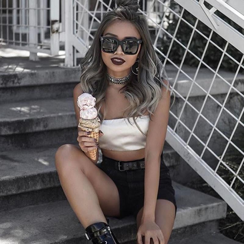 Bold Oversize Horned Rim Flat Lens Sunglasses A101 from zeroUV