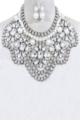 Crystal Flower Pearl Accent Statement Bib Necklace from My Pampered Life Seattle