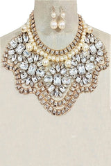 Crystal Flower Pearl Accent Statement Bib Necklace from My Pampered Life Seattle