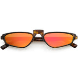 Women's Retro Modern Low Bridge Mirrored Lens Cat Eye Sunglasses C670 from zeroUV
