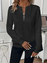 Texture Half Zip Long Sleeve Sweatshirt from Enfance-Heureuse