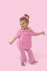 BELLA PINK RIB DREAM GIRL'S FLARE SET from DREAM BIG LITTLE CO