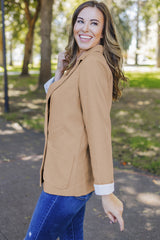 Apricot Buttoned Lapel Collar Blazer with Pocket from MsDressly