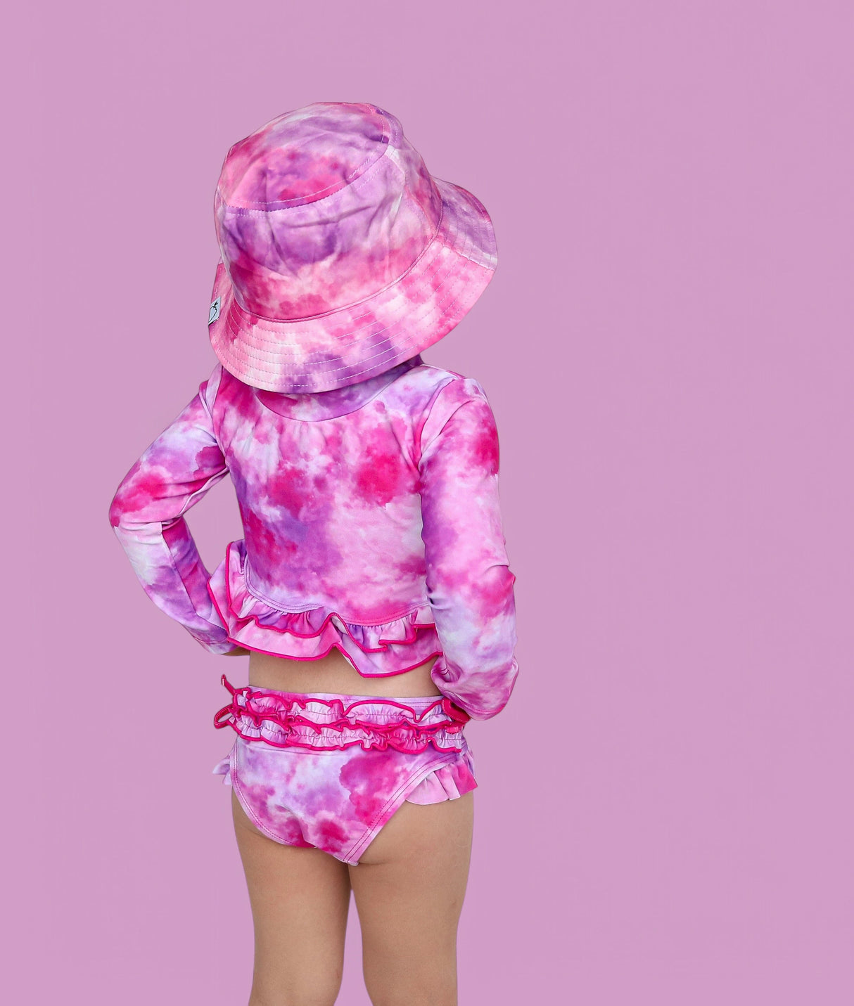 CANDY CLOUDS DREAM 2-PIECE RASH GUARD RUFFLE SWIM SUIT from DREAM BIG LITTLE CO