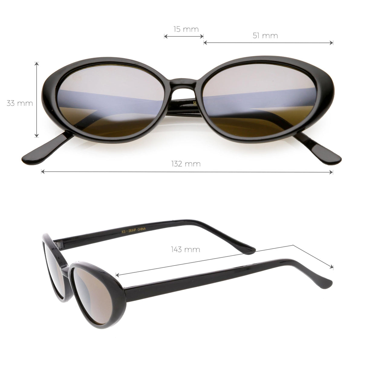 Women's Retro True Vintage Round Oval Mirrored Lens Sunglasses C654 from zeroUV