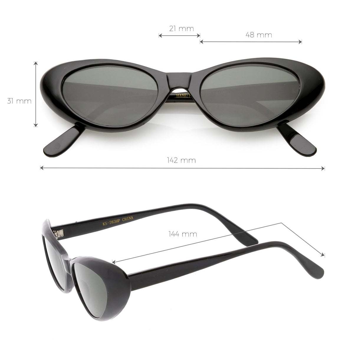Women's Small Retro True Vintage Cat Eye Sunglasses C661 from zeroUV