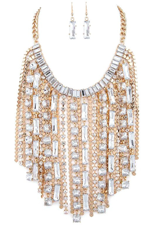 Crystal Fringe Chain Statement Necklace Set from My Pampered Life Seattle