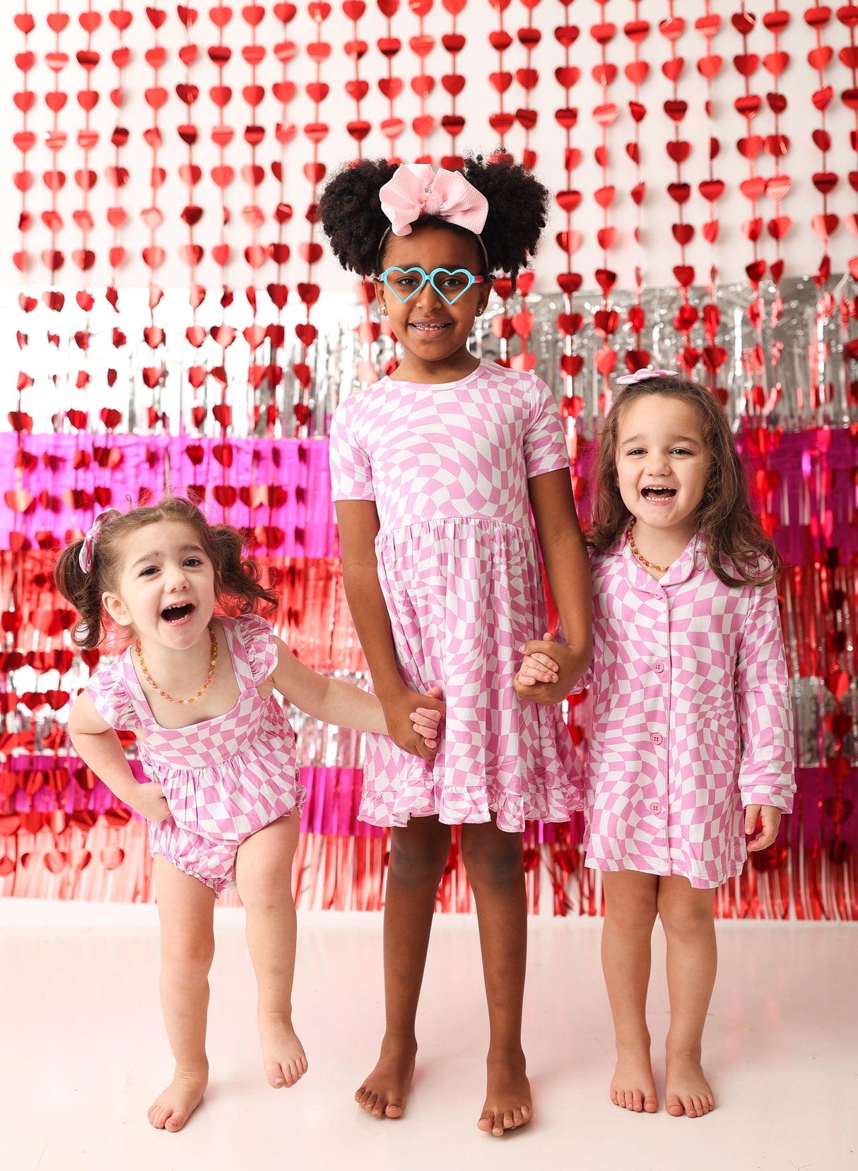 BUBBLEGUM WAVY CHECKERS DREAM RUFFLE DRESS from DREAM BIG LITTLE CO