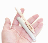 Replaceable Bamboo Toothbrush Aluminum Handle - Soft White Bristles from Lucky Teeth