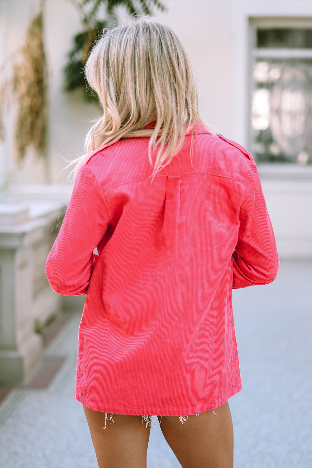Claire Buttoned Flap Pocket Corduroy Jacket from Threaded Pear