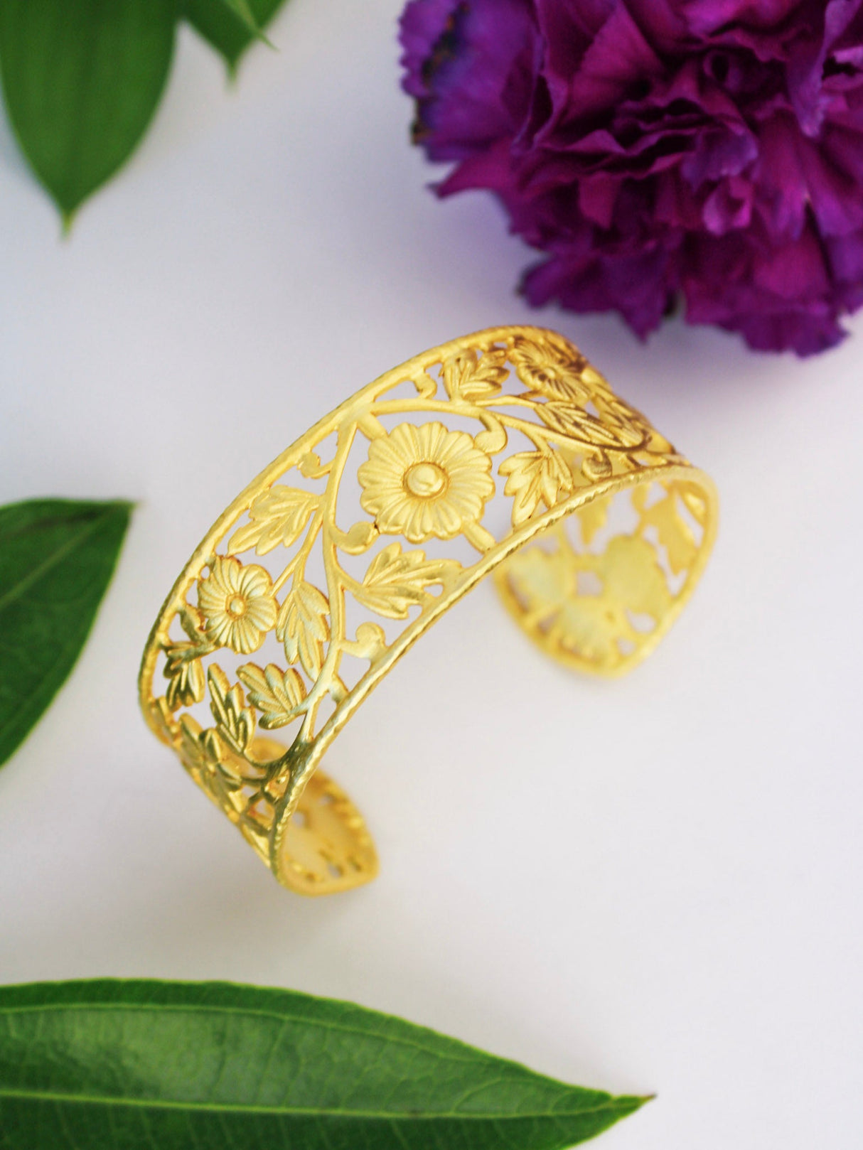 Floral Filigree Cuff Bracelet from Ash & Rose
