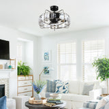 Modern 23" DC Motor Downrod Mount Reversible Fandelier Ceiling Fan with Lighting and Remote Control From ParrotUncle