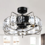 Modern 23" DC Motor Downrod Mount Reversible Fandelier Ceiling Fan with Lighting and Remote Control From ParrotUncle
