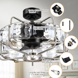 Modern 23" DC Motor Downrod Mount Reversible Fandelier Ceiling Fan with Lighting and Remote Control From ParrotUncle