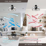 Modern 23" DC Motor Downrod Mount Reversible Fandelier Ceiling Fan with Lighting and Remote Control From ParrotUncle