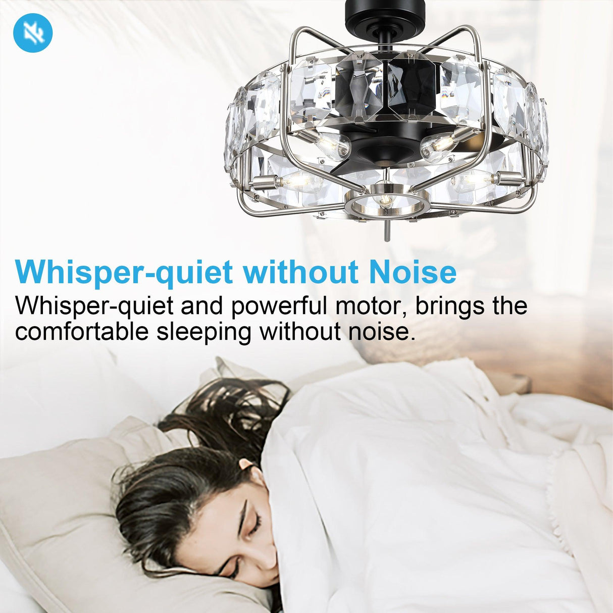 Modern 23" DC Motor Downrod Mount Reversible Fandelier Ceiling Fan with Lighting and Remote Control From ParrotUncle