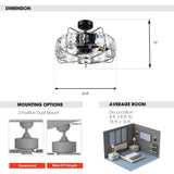 Modern 23" DC Motor Downrod Mount Reversible Fandelier Ceiling Fan with Lighting and Remote Control From ParrotUncle