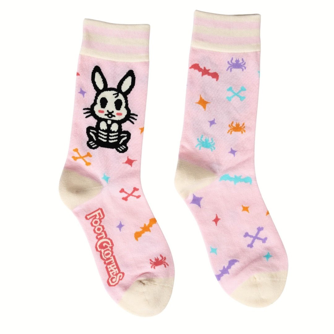 Skelly Bunny Crew Socks from FootClothes