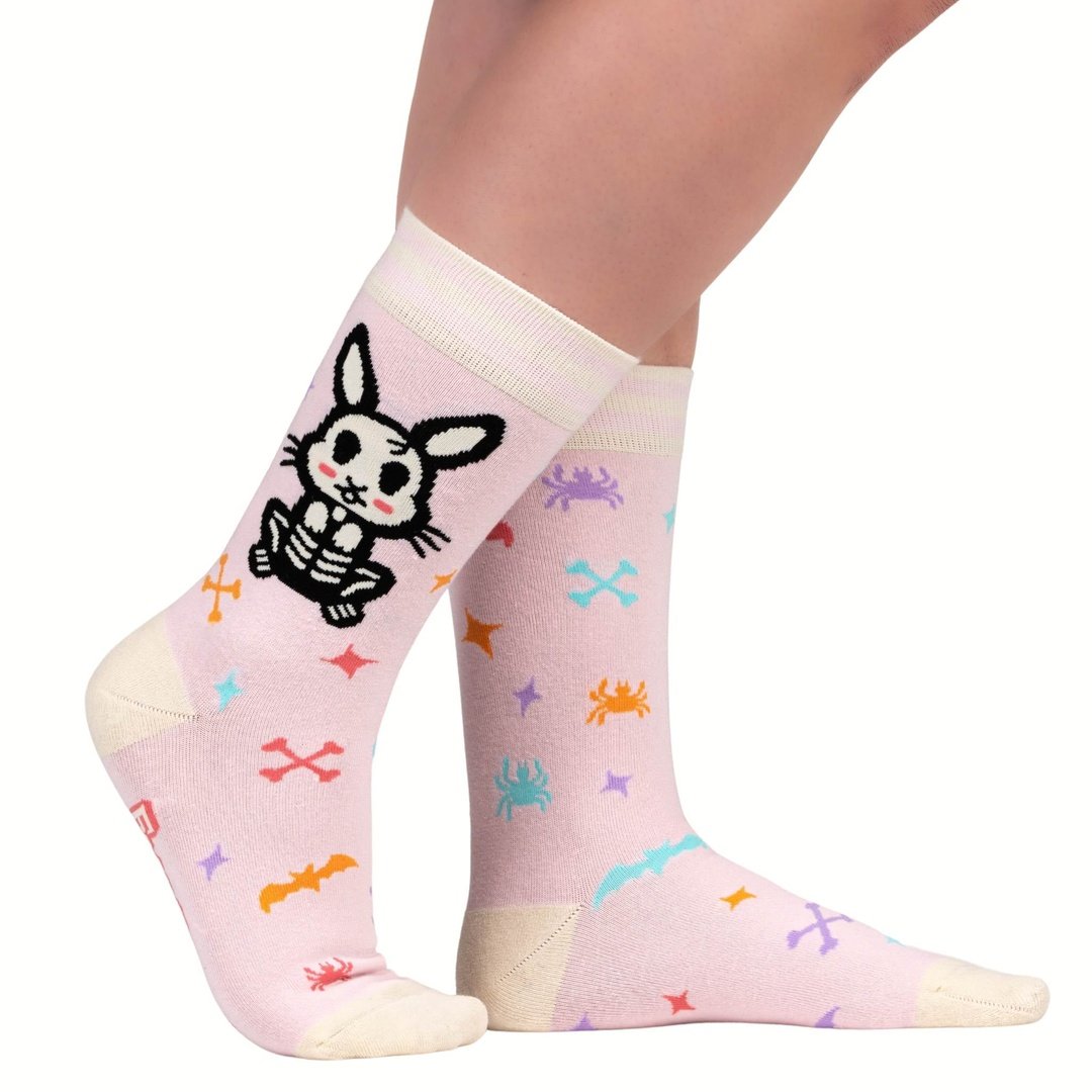 Skelly Bunny Crew Socks from FootClothes
